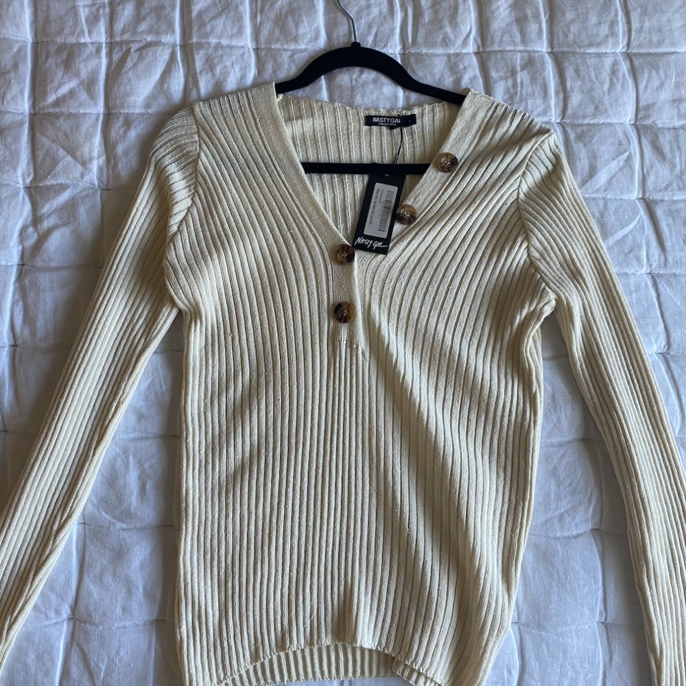 Long-Sleeve Cream Top